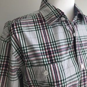 ESPRIT Green Pink Plaid Button Down Shirt, Esprit Shirt, Plaid Shirt, M